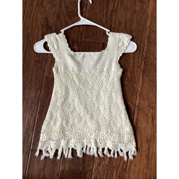 Matilda Jane You and Me Girls Crochet Boho Grace Top Minimalist Ivory Cream SZ 6 - Picture 3 of 10